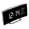 LED Mirror Alarm Clock Curved Screen 12 24 Hour Temperature Humidity Display Snooze Mode Electric Alarm Clock