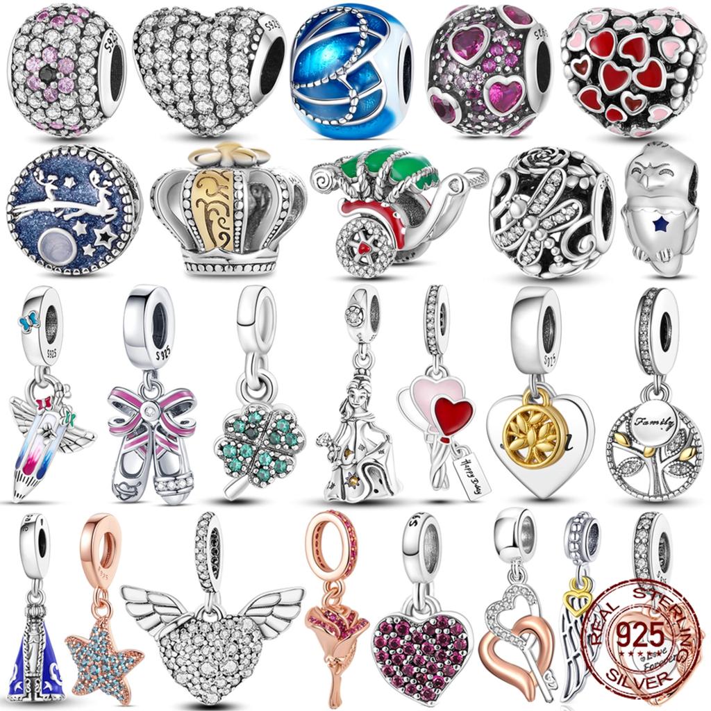 Colorful Charms Bead Jewelry Copper Rose Crown Rainbow Heart Shape Dangle Fit Pandora Bracelet Necklace Diy Marking