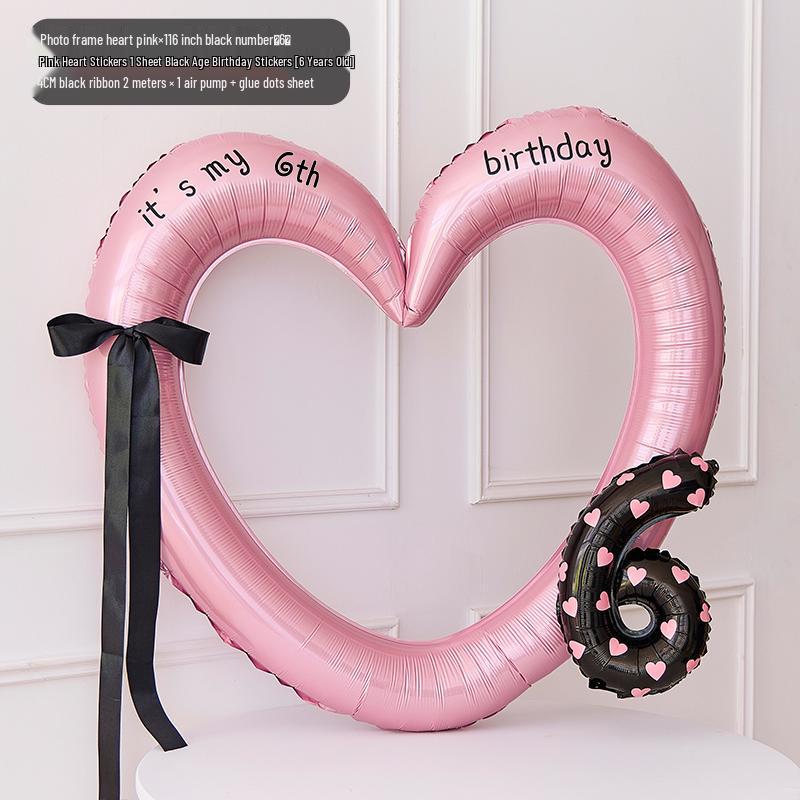 Pink Heart Photo Frame Balloon for Children's Party Decoration