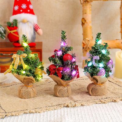 1PC Artificial Mini Christmas Tree with Ribbon Bow and Ball Ornaments Christmas Tree Decorations for Home Office Home Desk Decor