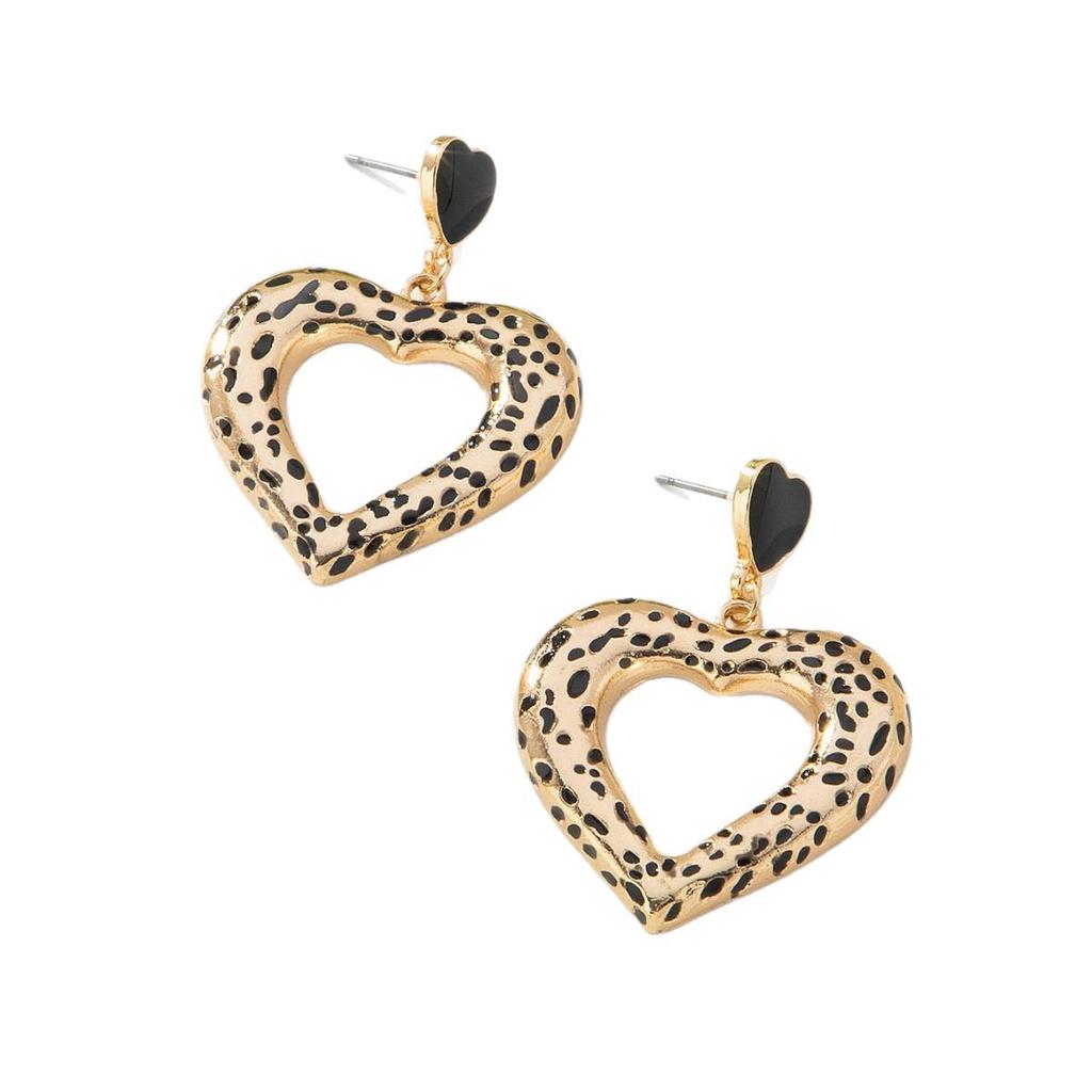 Trendy Leopard Heart Polka Dot Drip Earrings for Women