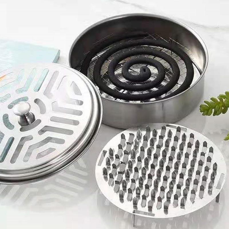 Mosquitoes Coil Holder Tray Frame Stainless Steel Round Rack Plate For Spirals Incense Insect Repellent