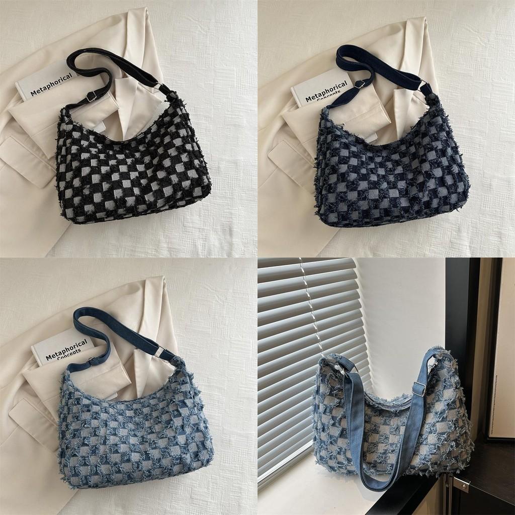 Stilvolle 2024 Neue Canvas Schulter-Crossbody-Tote-Tasche Trendige Handtasche mit großem Fassungsvermögen