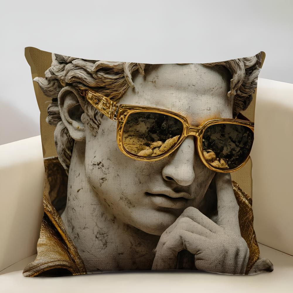 David Sculpture Cushion Cover Household Decoration Linen Sofa Cushion Cover: Skin-Friendly & Breathable With Invisible Zipper