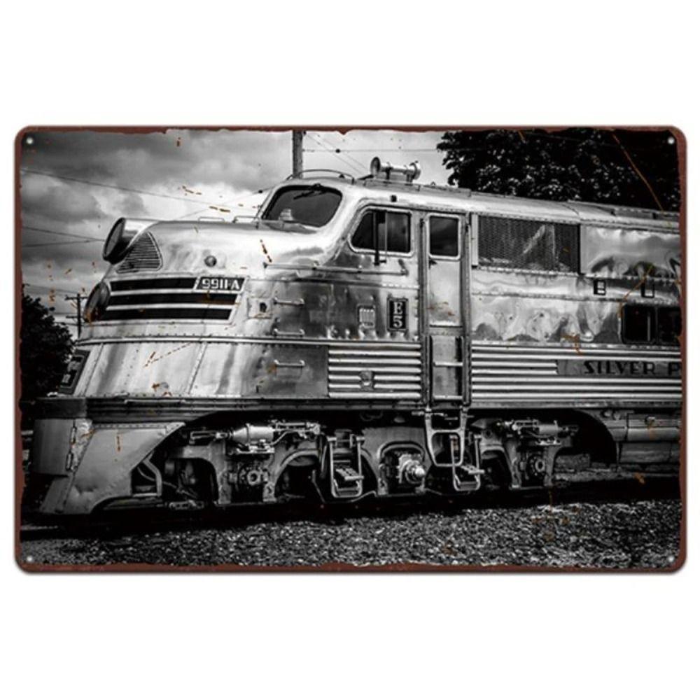 Metal Poster Classic Train Railway Landscape Wall Art Garage Home Decor