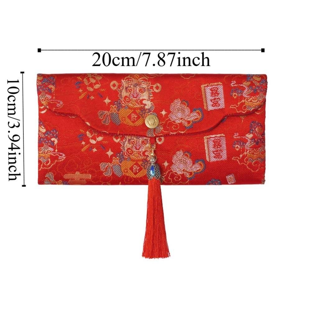 Brocade Embroidered Chinese New Year Red Wallet Traditional God of Wealth Red Pocket  Graduation