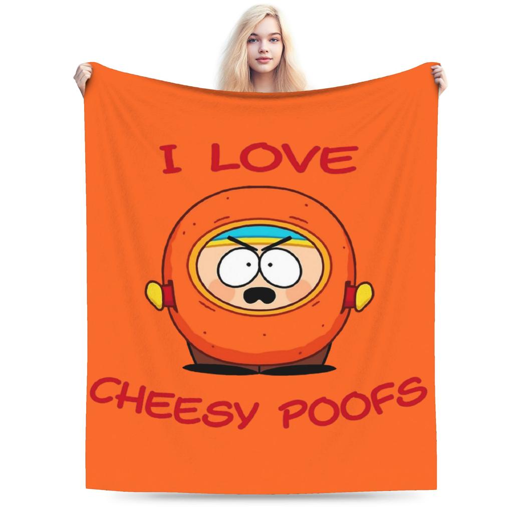 Amo Cheesy Poofs South-Parks Coperta Pile Stampa Cartman Coperta Leggera Sottile Multifunzione per Casa Divano Trapunta