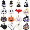 2 Pcs Halloween Charms Pendants Assorted Gold Black Plated Enamel Pumpkin Ghost Clown Wizard Hat Halloween Charms for Jewelry