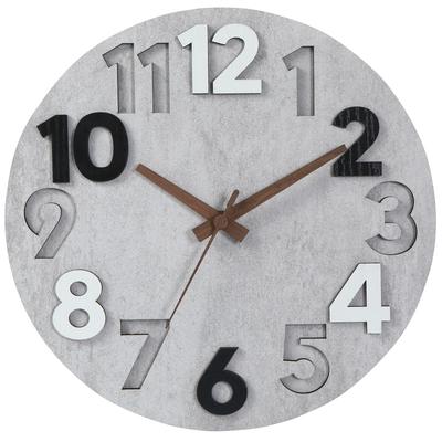 Nbdeal ZAE-311 Light Gray Radio-Controlled Wall Clock with Continuous Second Hand, 31cm Diameter, Quiet Operation, MDF Body, Wooden Hands