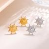 Elegant 18K Gold Sunflower Titanium Steel Stud Earrings for Women - Non-Fading, High-End Feel.