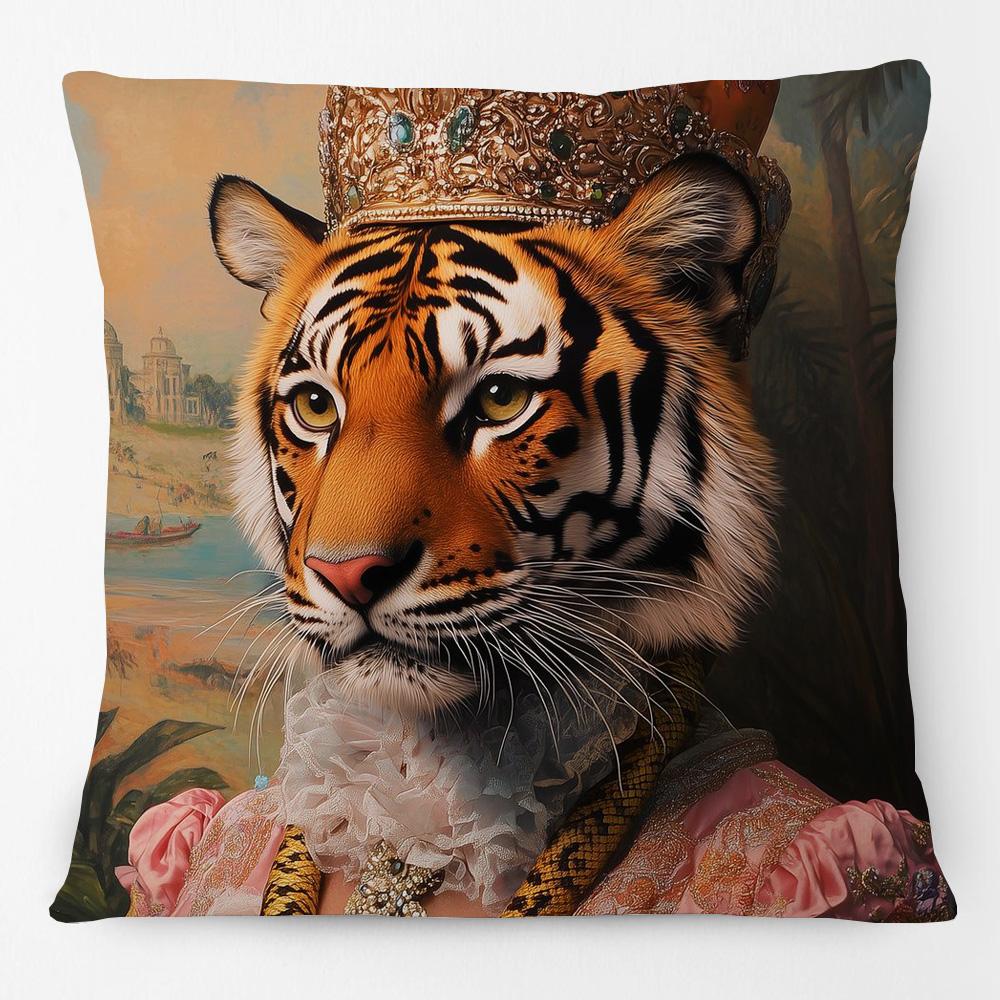 Oriental Style Animals Portraits Tiger Leopard Lion Cushion Cover Sofa Decorative Pillow Case
