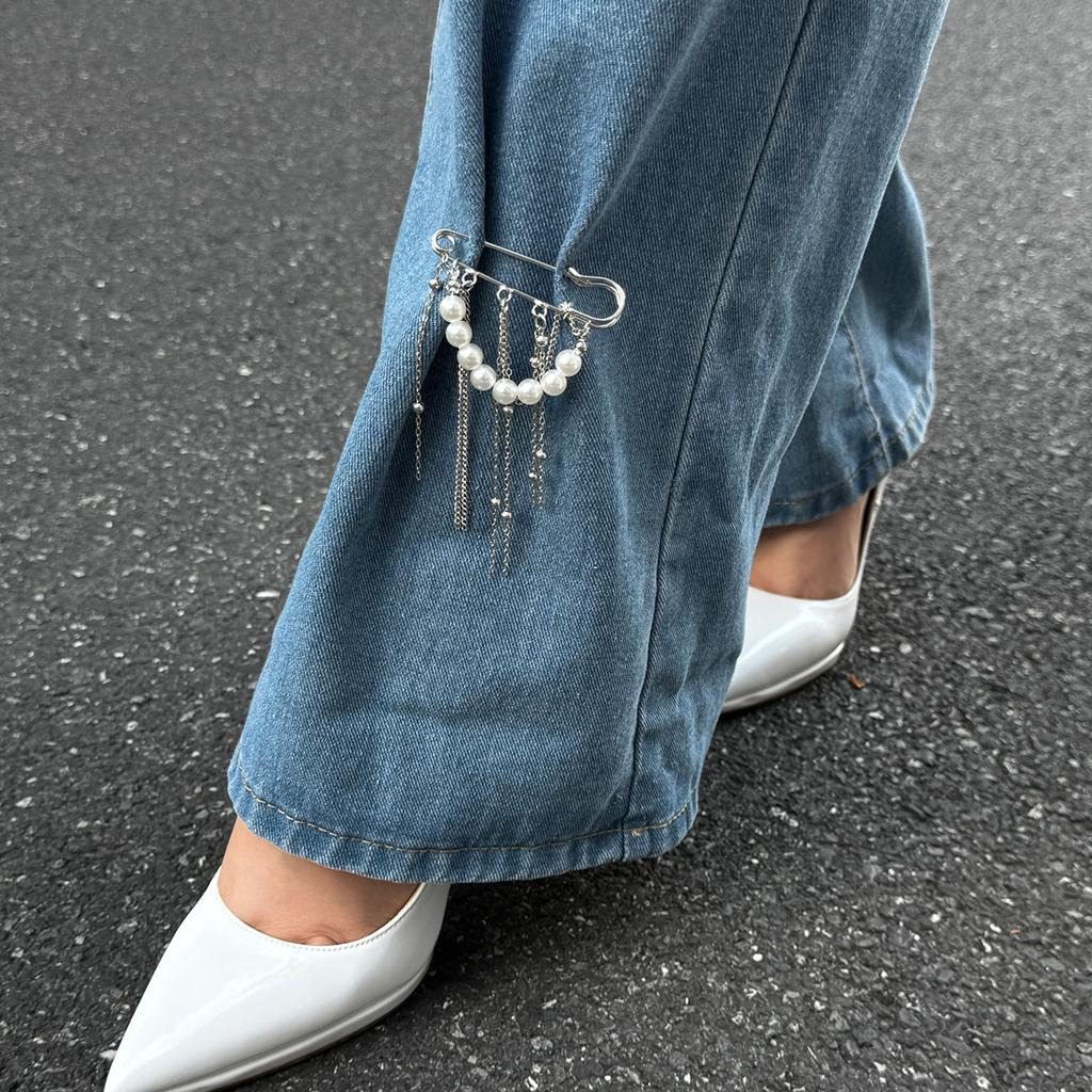 Trendy Tassel Chain Brooches for Women Handmade Beaded Pearl Chain Anklet Women 2025 Detachable Trouser Brooch Jewelry Gift
