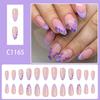 Waterproof Press On Artificial Nail With Violets Floral Art Plastic Nail Tips For Party Wedding