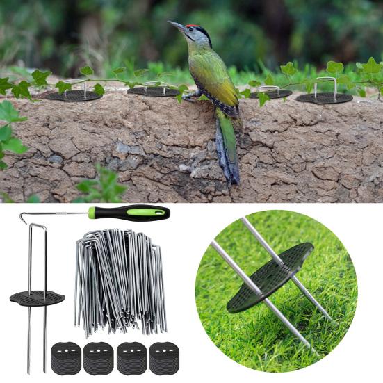 Garden Stakes Staples And Gasket U-Shaped Garden Pins Lawn Landscape Staples for Weed Barrier And Tarps