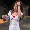 Short-sleeved T-shirt Women's Summer New Spice Girl Slim and Thin Red Bow Student V-neck Short Top Trendy
