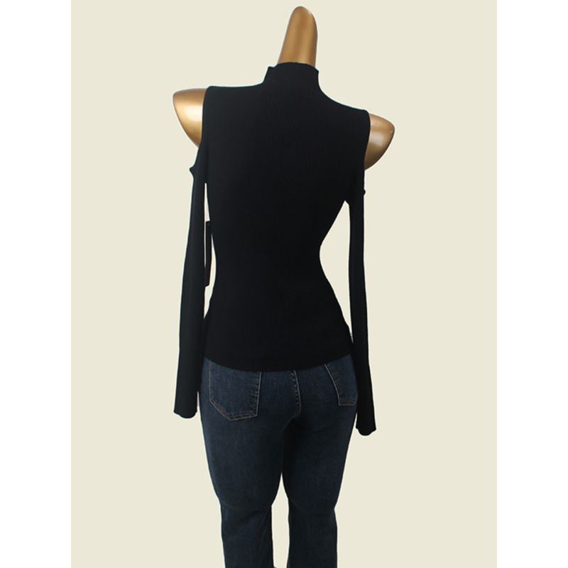 Order Half Turtleneck Color Block Basic Shirt Fall and Winter Inner Wear Heattech off-Shoulder Slim-Fit Figure Flattering Long Sleeves Knitwear