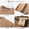 Lanweilong Men's 100% Pure Wool Machine Washable Crew Neck Short Sleeve T-Shirt
