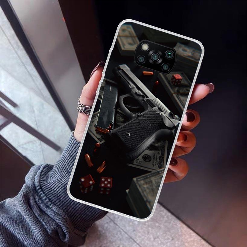 Gun Bullets AK47 Handgun Phone Case For Xiaomi Poco X7 X6 X5 Pro F7 Ultra Redmi 15C 15 13 13C 12 12C 10 10A 10C 9 9A 9C 9T Shell