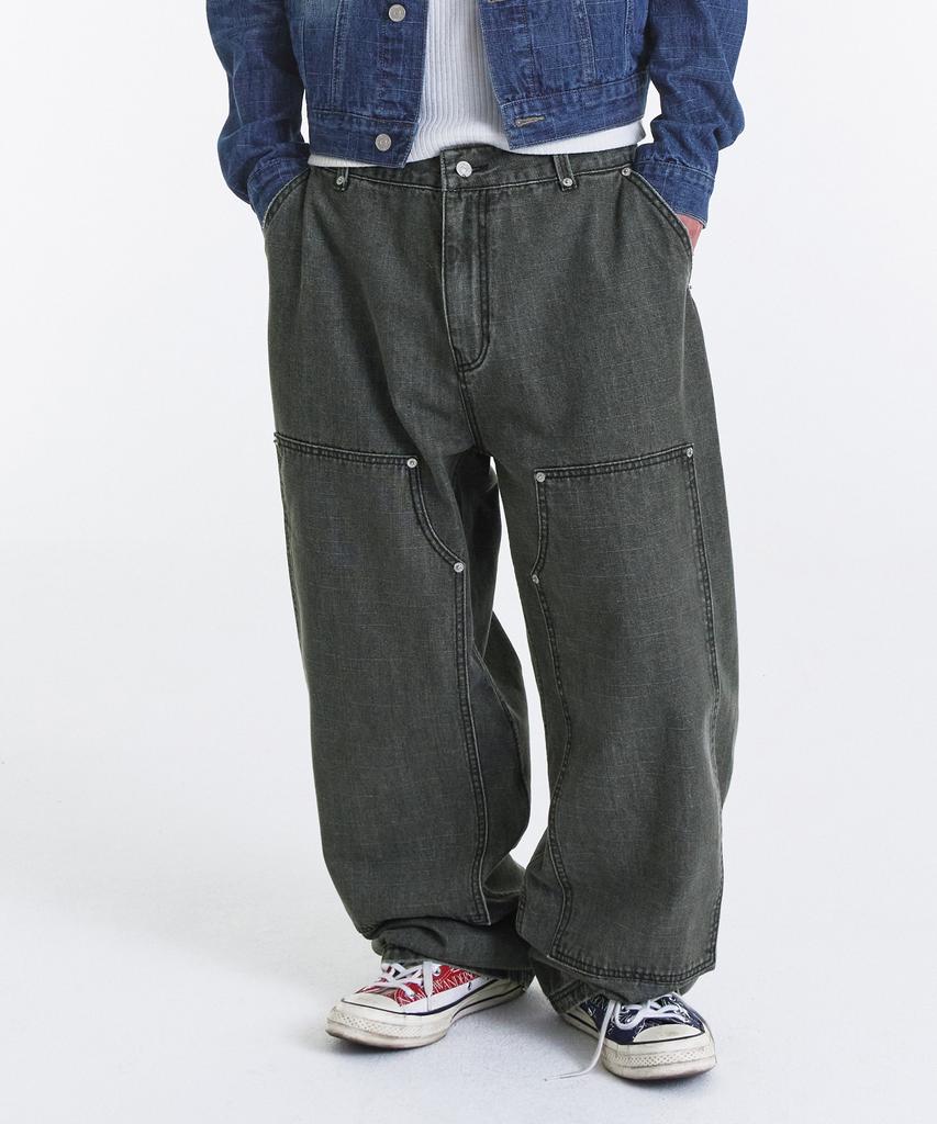 Gicheol Vintage Double Knee Work Pants (Khaki)