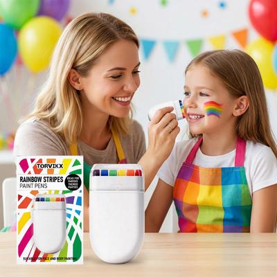TORVIKX Rainbow Face Paint Sticks for Kids - Bright, Easy-to-Use Party Makeup
