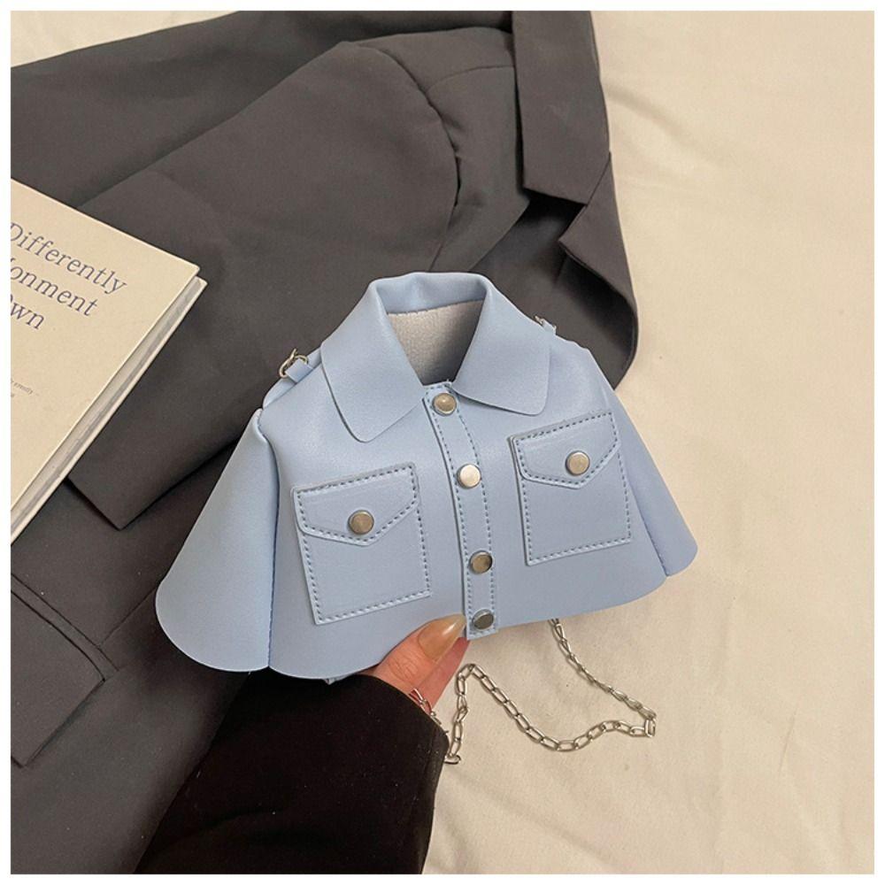 Solid Color Chain Shoulder Bag Coat Women Handbag Personalized Clothes Shaped Crossbody Bag  Girl
