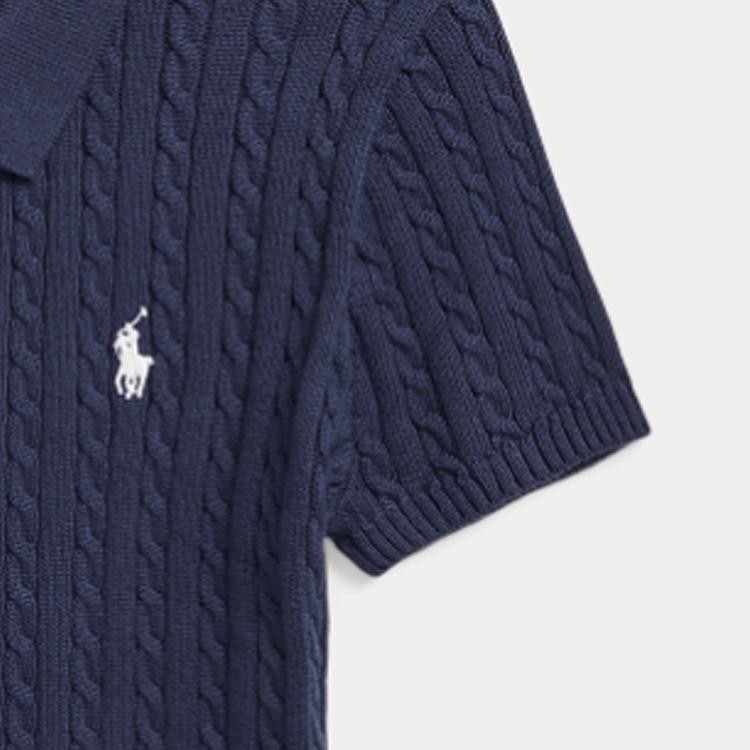 Polo Ralph Lauren Polo Shirt Ss24 Logo Small Pony Embroidered Button Short Sleeve Kids Tops Dark-Blue CWPOSWEG6820439-400