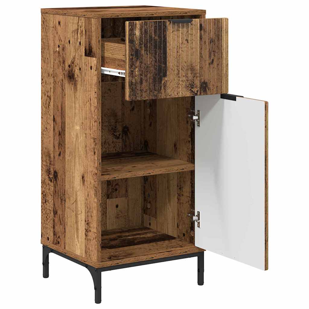 Bathroom Furniture Set with Door 2 pcs Reclaimed Wood Plywood and Metal