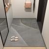 Modern Grey Radial Line Entrance Doormat Golden Curve Border Non Slip Household Entry Floor Mat