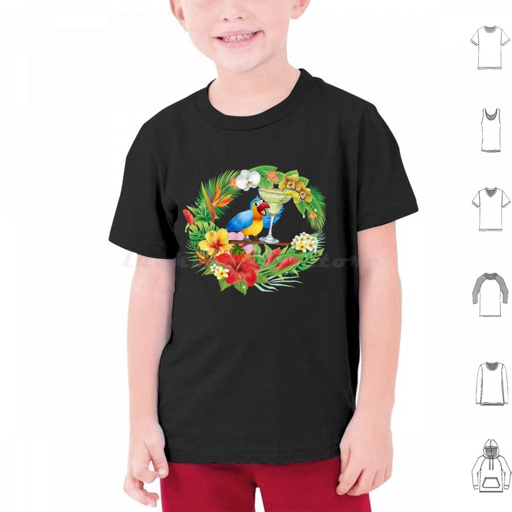 Parrot With A Margarita T Shirt Men Women Kids 6xl Parrothead Buffett Shark Tropical Volcano Parrot Margaritaville Beach