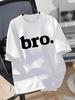 1pc Tween Boy Bro Letter Print Round Neck Short Sleeve Tshirt Young Student Casual Tee Top Casual Top Childrens Clothing