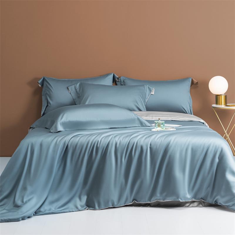 Solid Color Two-Tone Minimalist Lyocell Tencel Duvet Cover - Class A Single Piece Bedding