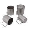 4PCS Camping Mug Portable Stainless Steel Coffee Cup with Foldable Handle and Lid for Backpacking