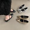 Coarse Heel Silver Mary Jane Single Shoes Spring and Summer 2025 New Square Head French Spring with Skirt Evening Shoes