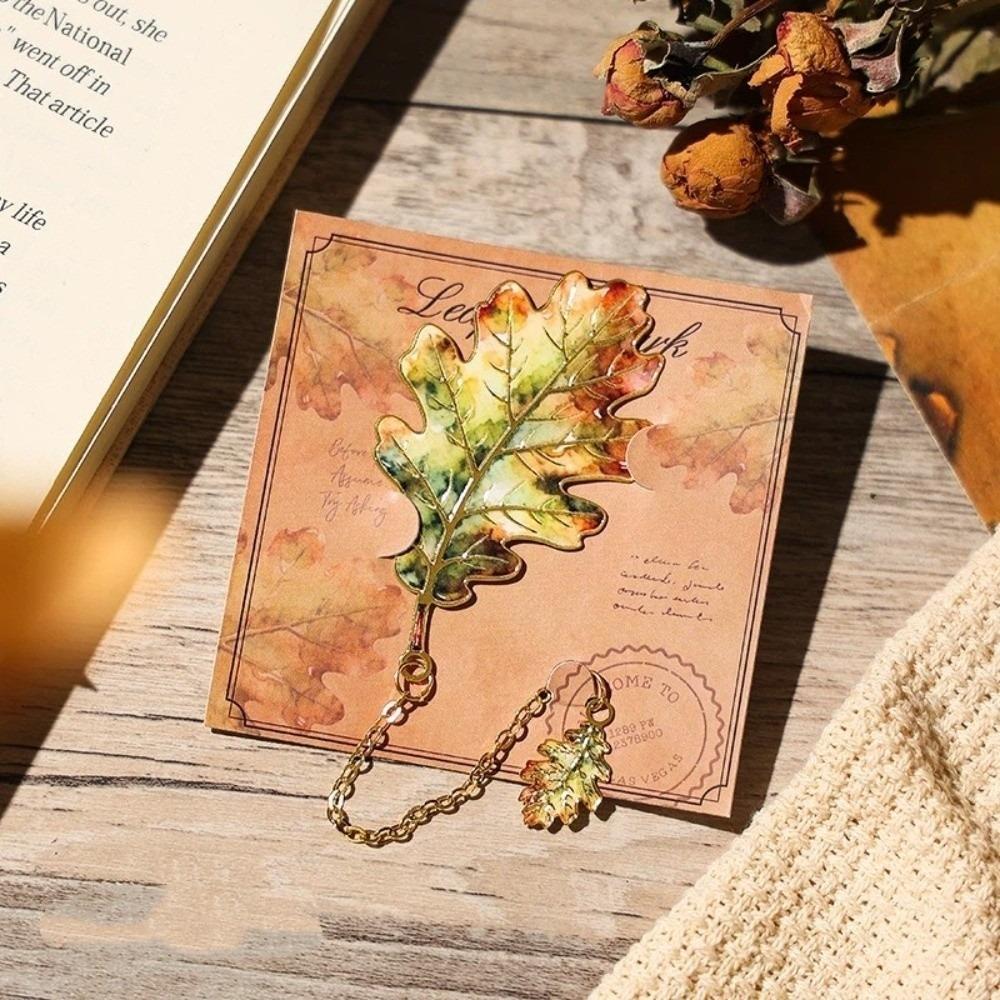 Exquisite Craft Leaf Bookmark Gilt-Edged Reading Bookmark Book Separator  Book Accessories