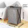 Large Capacity Dirty Clothes Basket Metal Frame Waterproof Folding Laundry Hamper Space Saving Heighten Bottom Closet Organizer
