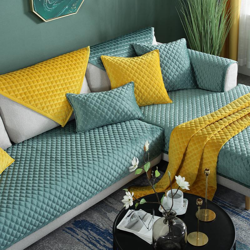 Solid Color Non-slip Sofa Cover Thicken Soft Plush Sofa Cushion Towel for Living Room Furniture Decor Slipcovers Couch Covers