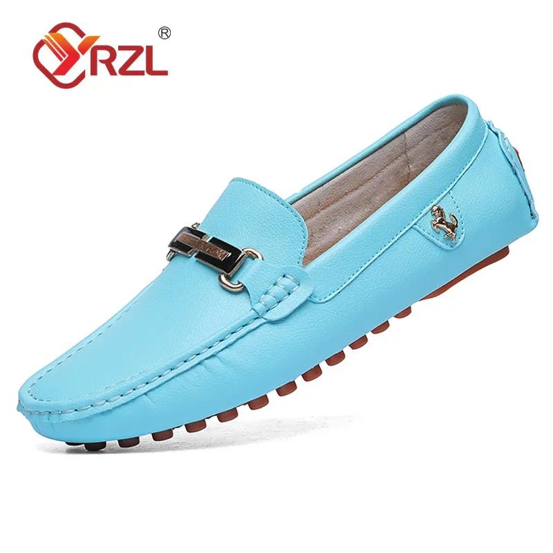 YRZL Loafers Men Handmade Leather Loafer Casual Driving Flats Slip-on Shoes Luxury Comfy Moccasins Size 48 Loafers Shoes for Men