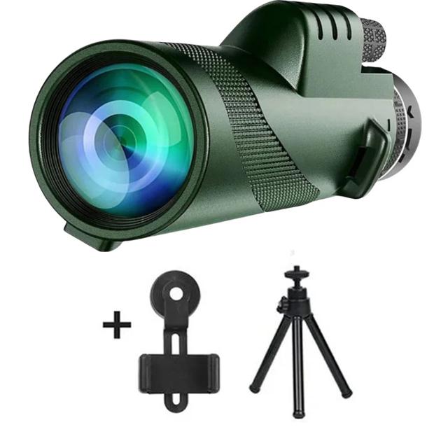 80x100 HD ZOOM Krachtige monoculaire telescoop Draagbare verrekijker Telescoop met groot bereik Jagen Kamperen Met statief Telefoonclip
