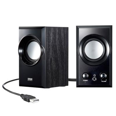 Sanwa Supply USB Speaker with Wooden Cabinet and Passive Black Radiator, MM-SPU7BK