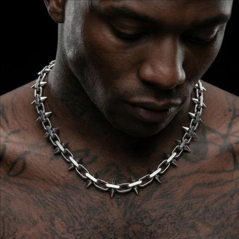 Spike Necklaces Hip-Hop Gothic Punk Style Barbed Chain Collar Choker For Men Women Girls Jewelry Accessory