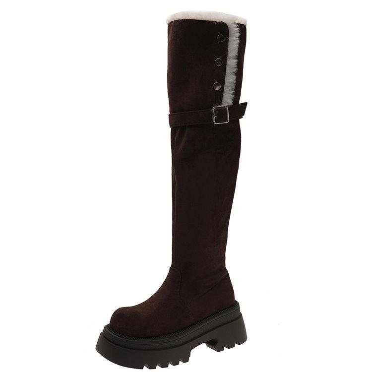 Over-Knee Long Boot Women Winter Thiened High Heel Lamb Fur Double-Sided Wear Knight Boot Velvet Surface Korean Sle
