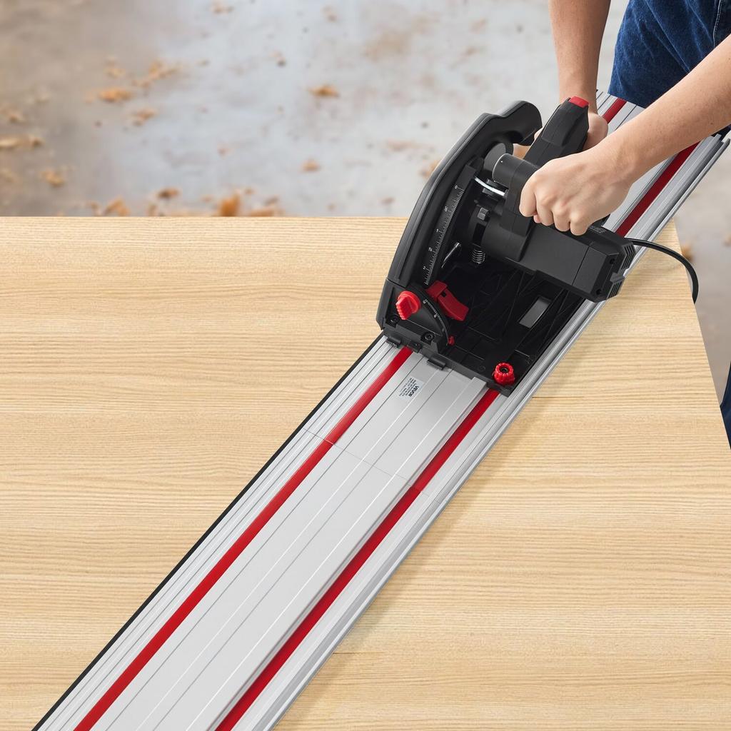 Track Saw Guide Rail, 2794 mm Cutting Range, Kit Includes 2 x 698.5 mm Aluminum Extruded Guide Rails and 3 Connectors, Compatible with Makita, Festool
