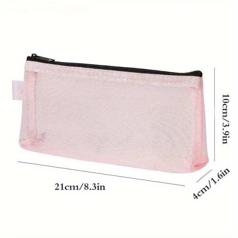 1Pc Simple Transparent Portable Mesh Pencil Case Office Storage Bag Student Pen Bag School Supplies Stationery Bag