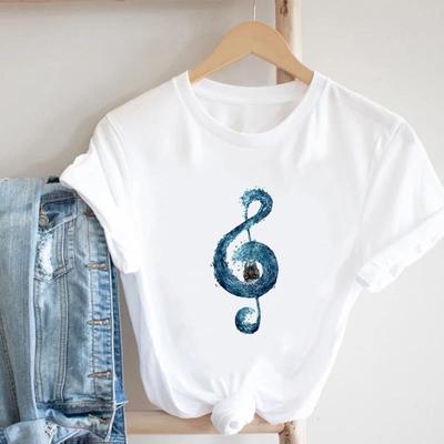 (Rozmiar azjatycki)Tee Top Fashion Music Trend w podróży Vintage T Shirt Casual Odzież damska Drukuj Damska koszulka graficzna z krótkim rękawem