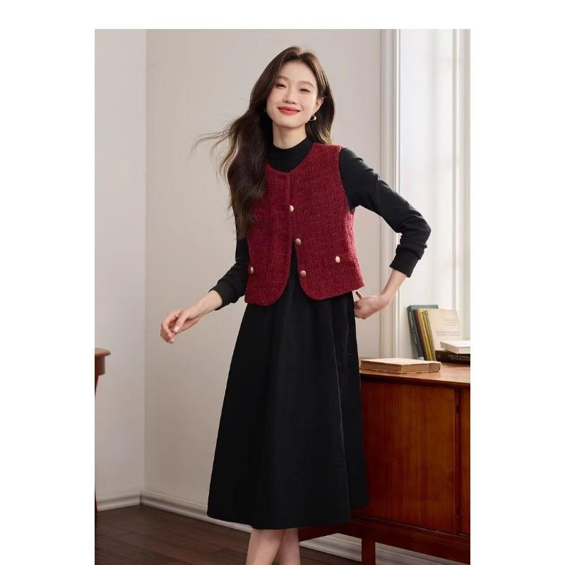 Women S Sleeveless Burgundy Tweed Vest Vintage Style Outerwear