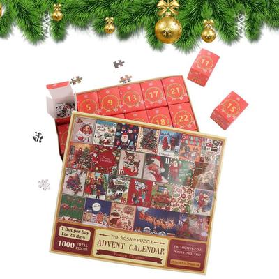 1000 Pieces Puzzle Christmas Advent Calendar Puzzle 24 Boxes Cartoon 24 Days Countdown Calendars Calendar Box Christmas Gifts