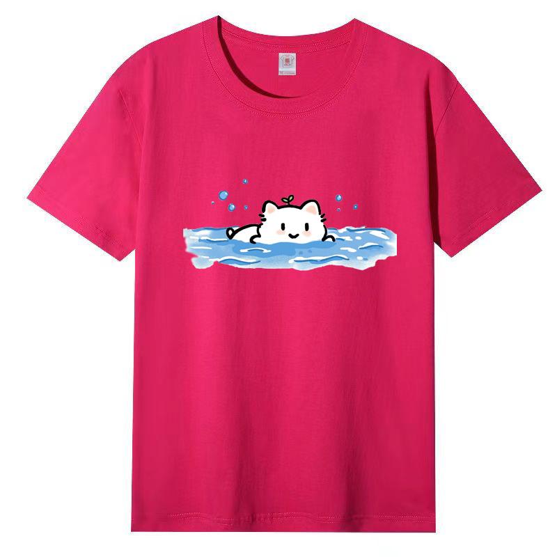 

Женская летняя популярная футболка с короткими рукавами из хлопка, дышащая, свободная футболка с принтом, повседневная 3XL