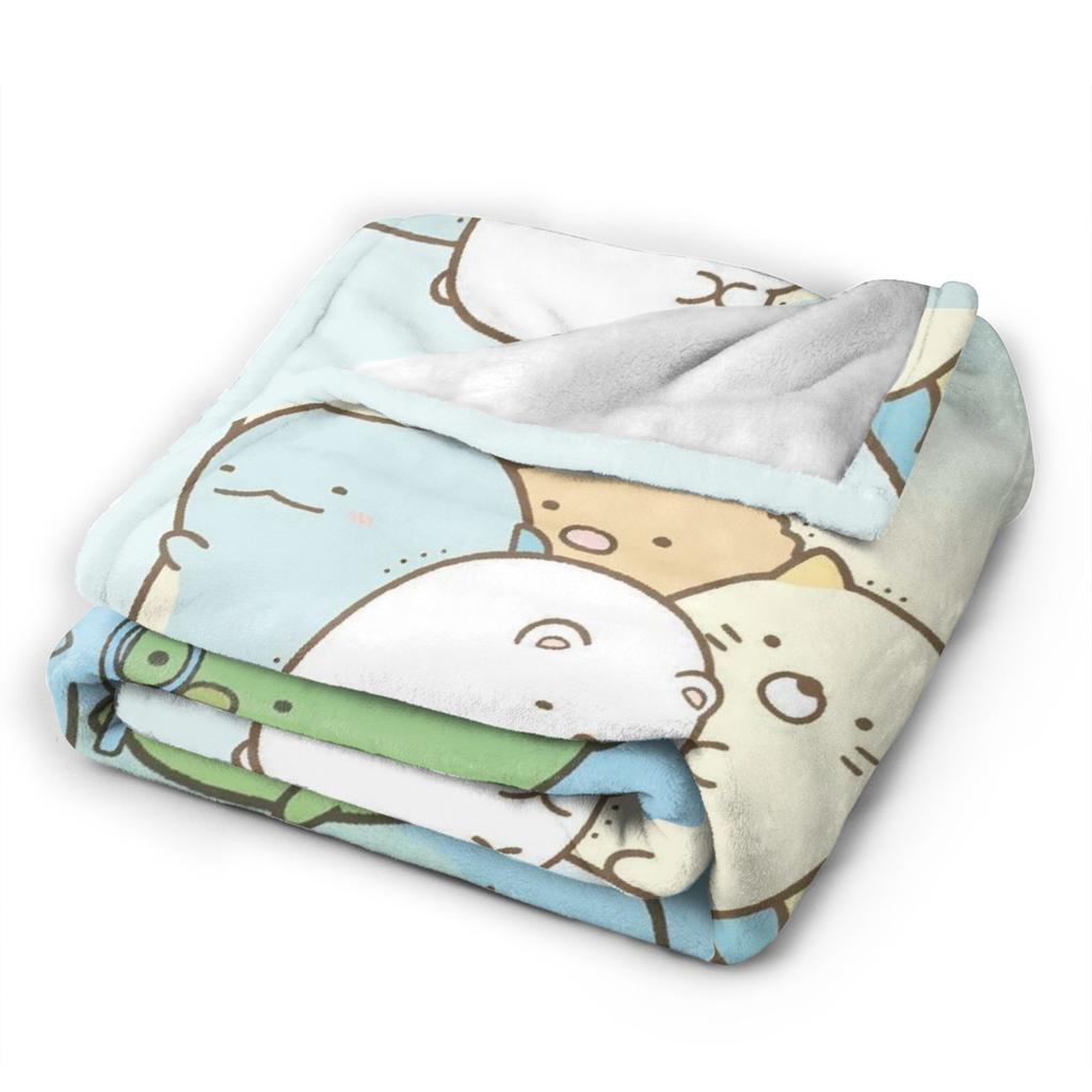 Sumikko Gurashi Cartoon Flannel Throw Blanket Shirokuma Penguin for Bedspread Knitted Blanket Car Lightweight Multifunction