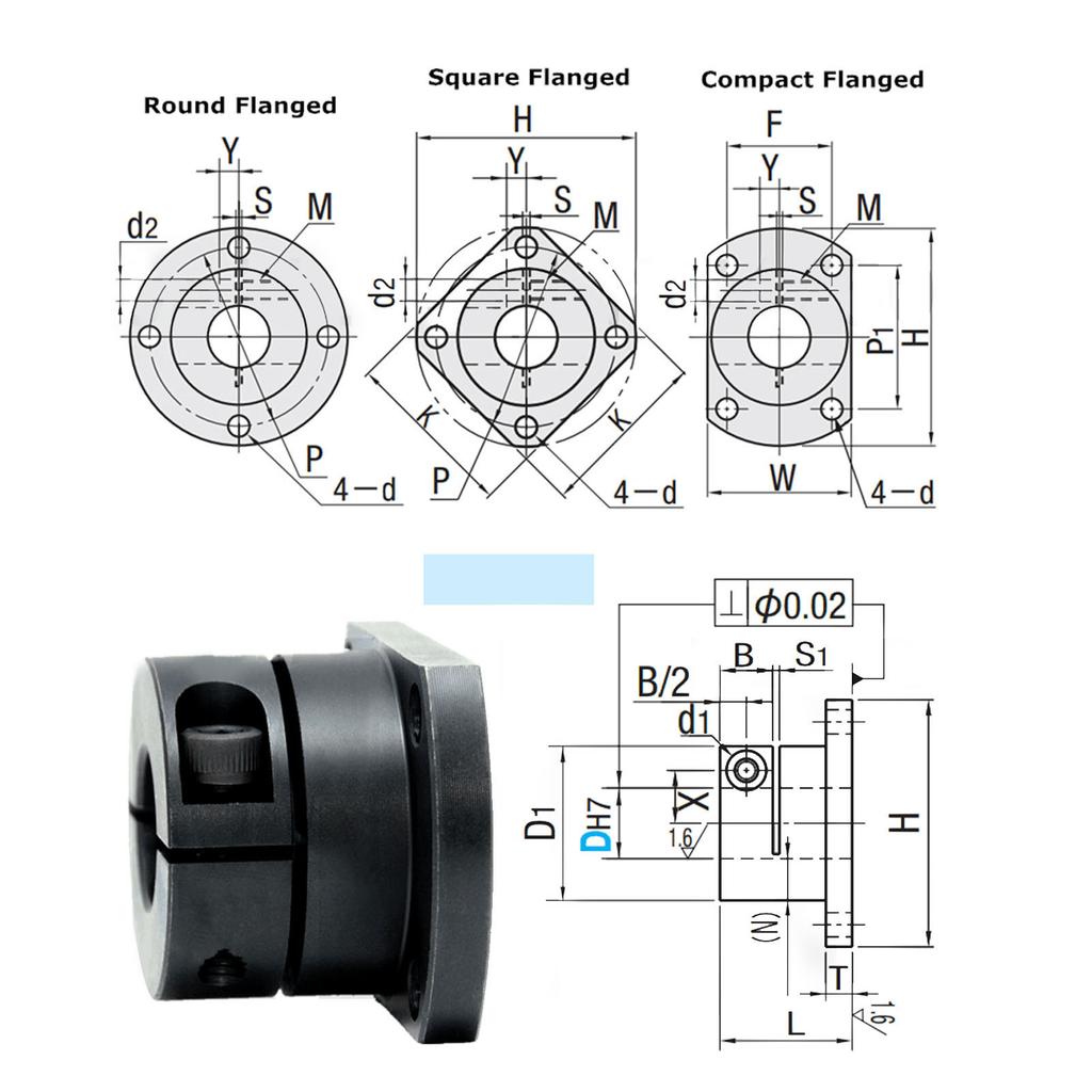Linear Ball Bearing Round Linear Flange Bearing D25 25mm Gcr15 Bearing Steel High Accuracy for Machine Equipment