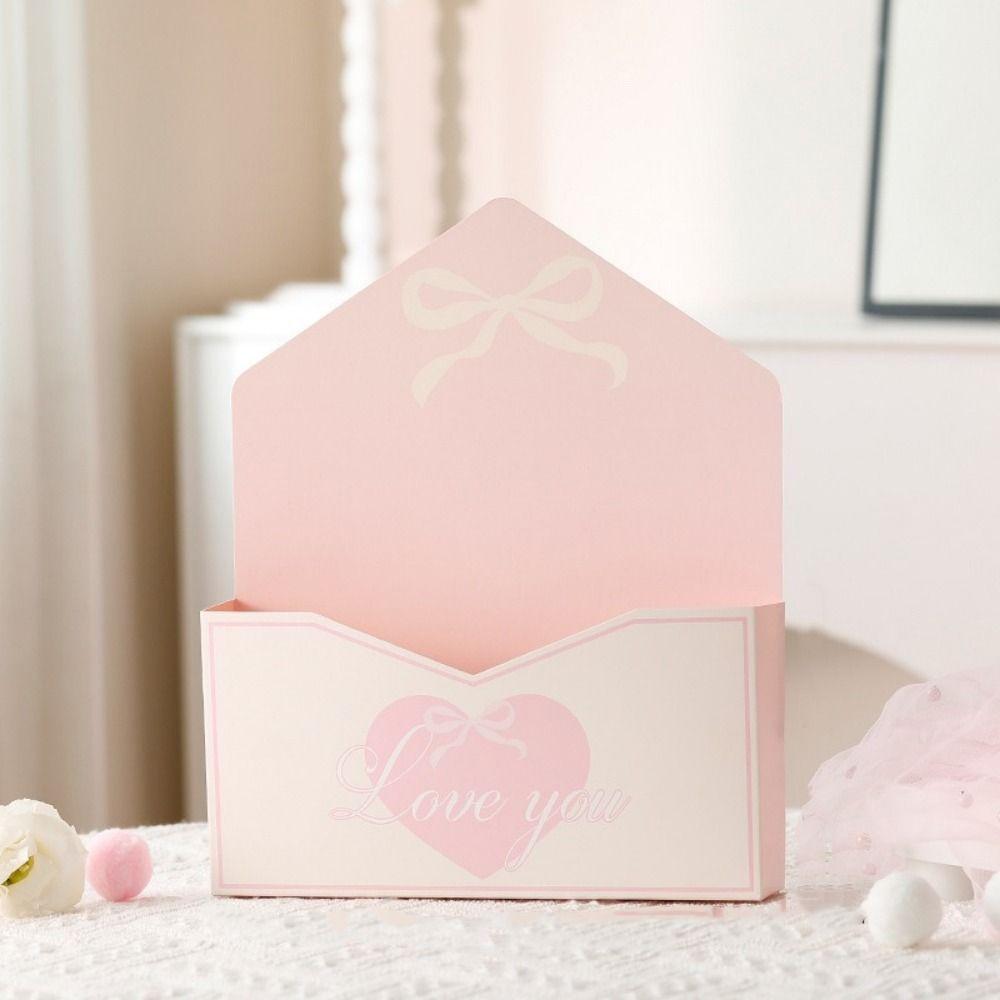 10 Pieces Folding Valentine Envelope Boxes Heart Pattern Flower Gift Box  Romantic Decorations